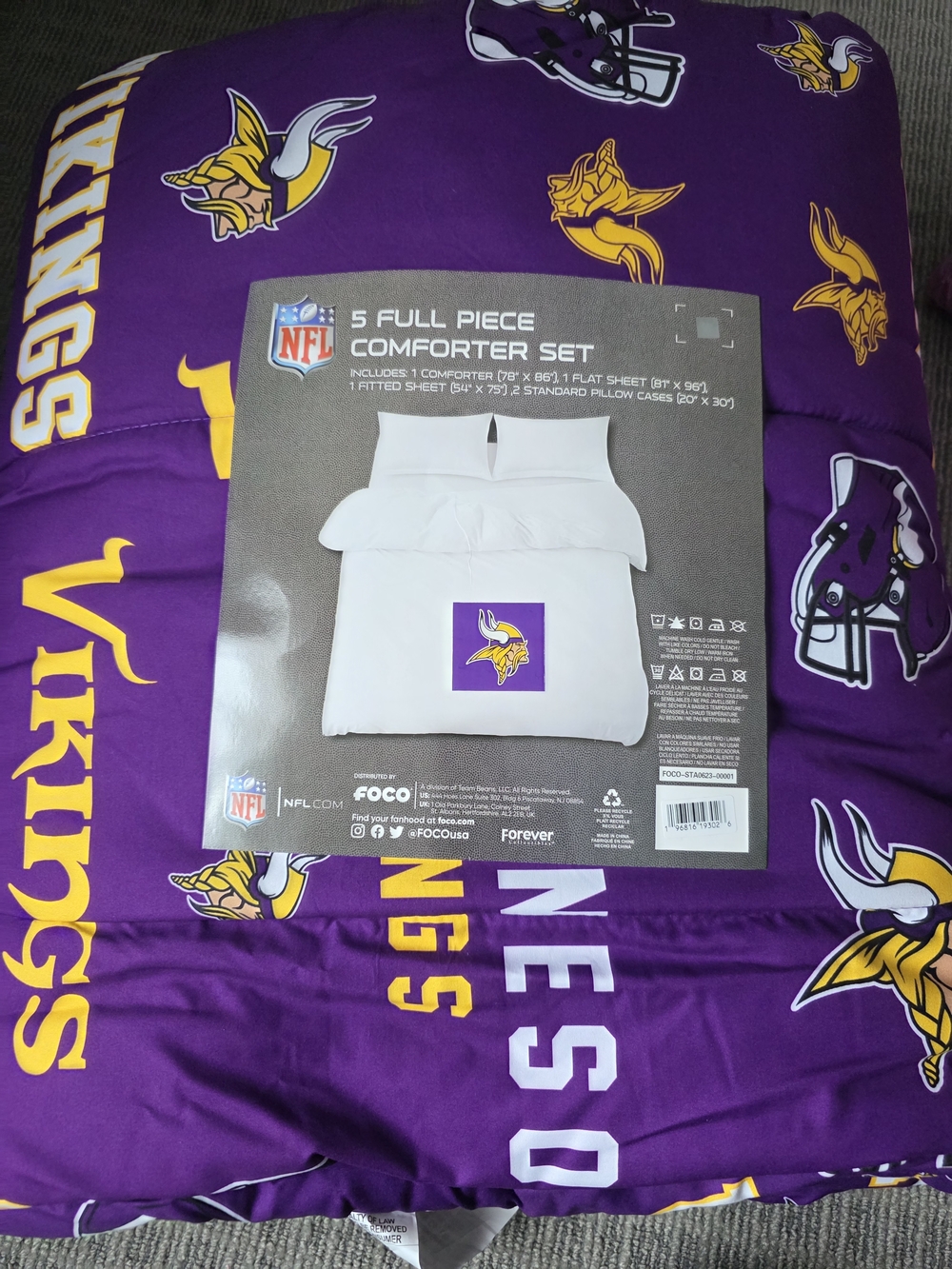 NFL Vikings Purple Comforter Set - Team Logo Bedding